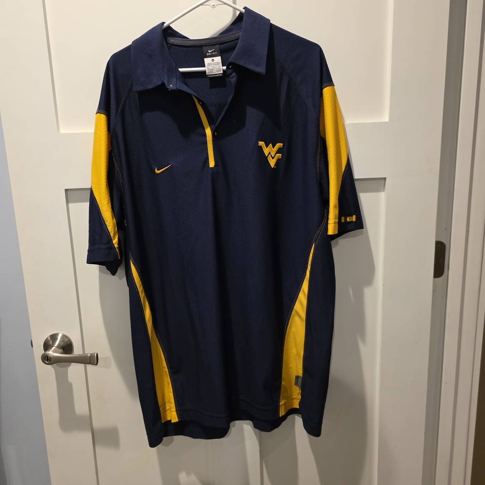 Nike WVU West Virginia University Dri-Fit Men Polo Shirt Mountaineers Football - Picture 1 of 10